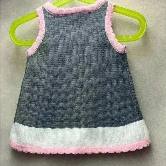 Bonnie Baby Girl Gray and Pink Snowman Sweater Dress. Size 3-6 months - Picture 3 of 4